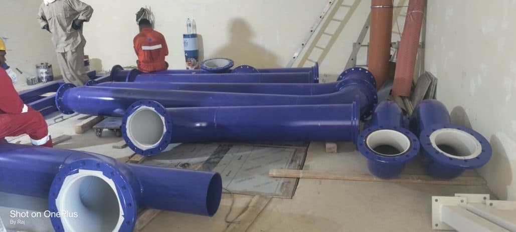 Ductile iron pipe spools prepared for installation