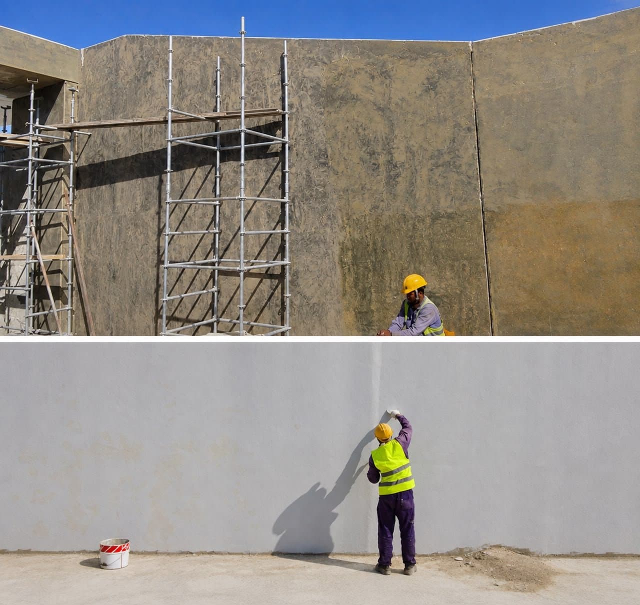 Surface preparation and protective coating application on an external wall at a National Water Company Eastern Cluster facility