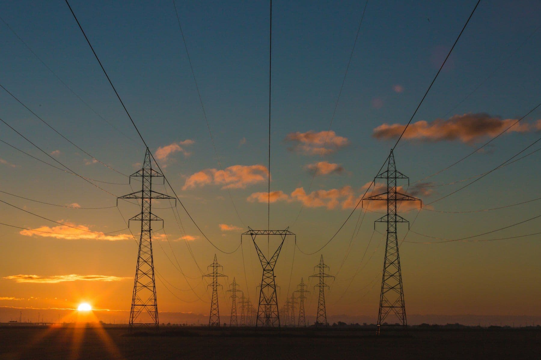Transmission infrastructure at dusk