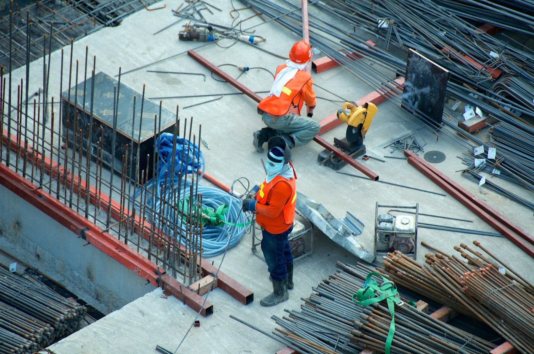 Reinforcement steel being fixed on site