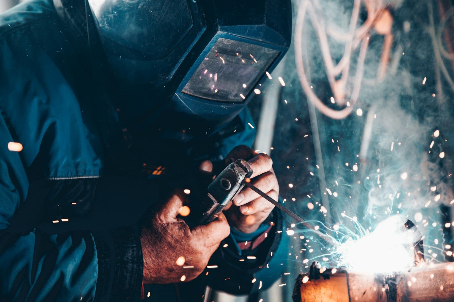 Pipeline welding in progress