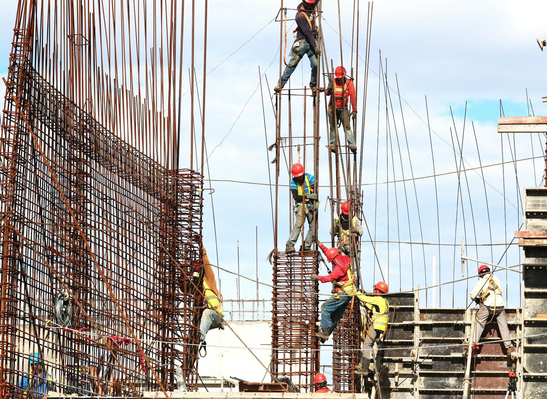 Crew working on structural steel